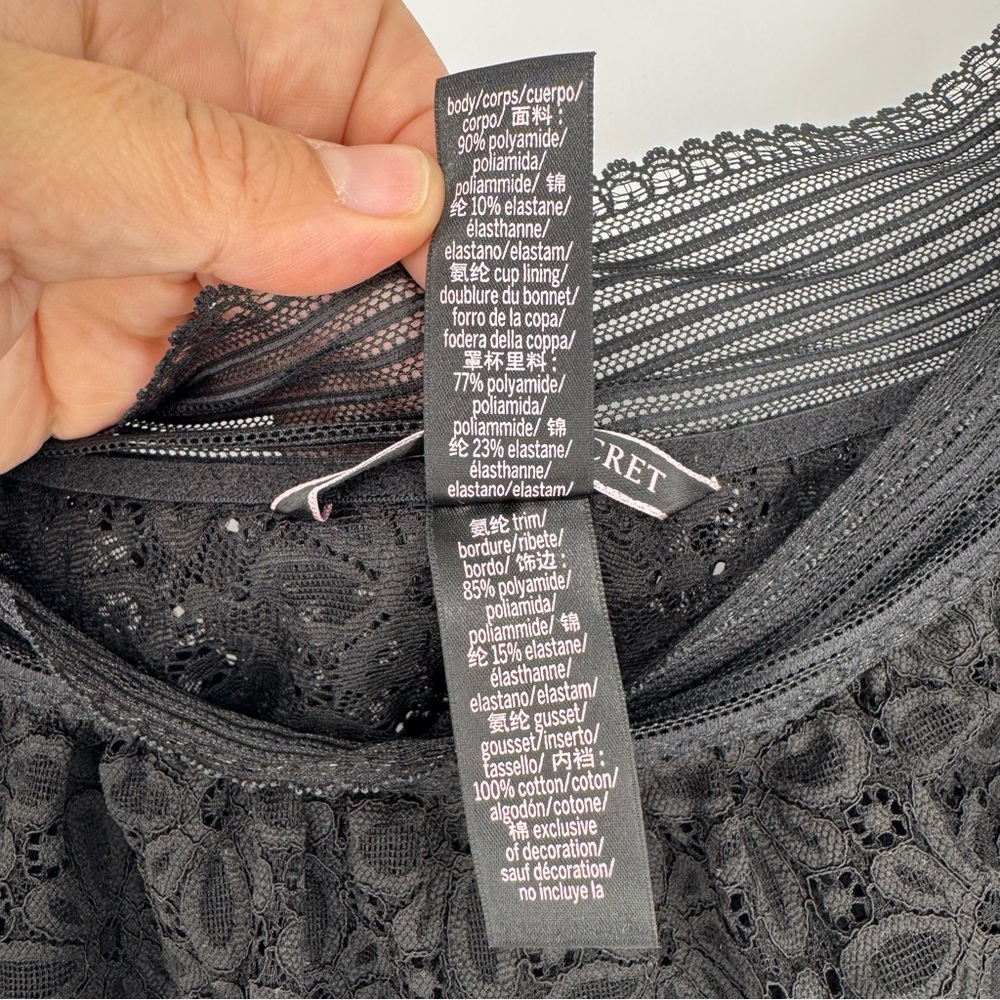 Victoria's Secret Floral Off-the-shoulder Lace Bodysuit Black Size L Whimsigoth - Picture 11 of 12